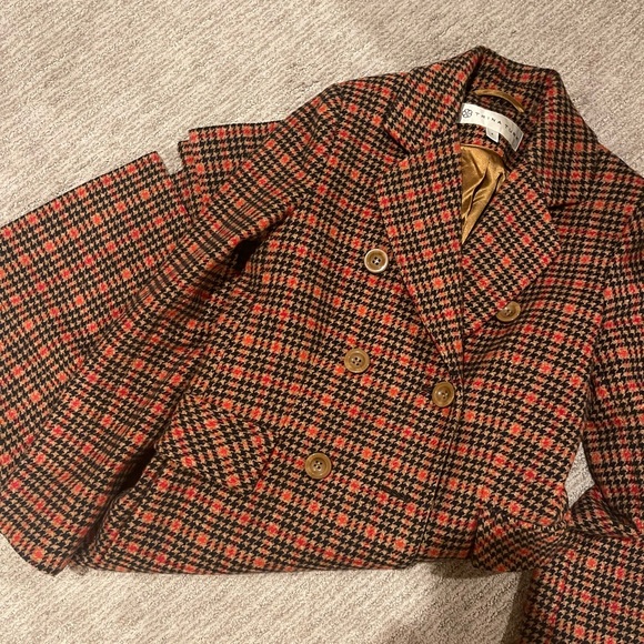 Trina Turk Avery Plaid Print Double Breasted Coat - Picture 4 of 7